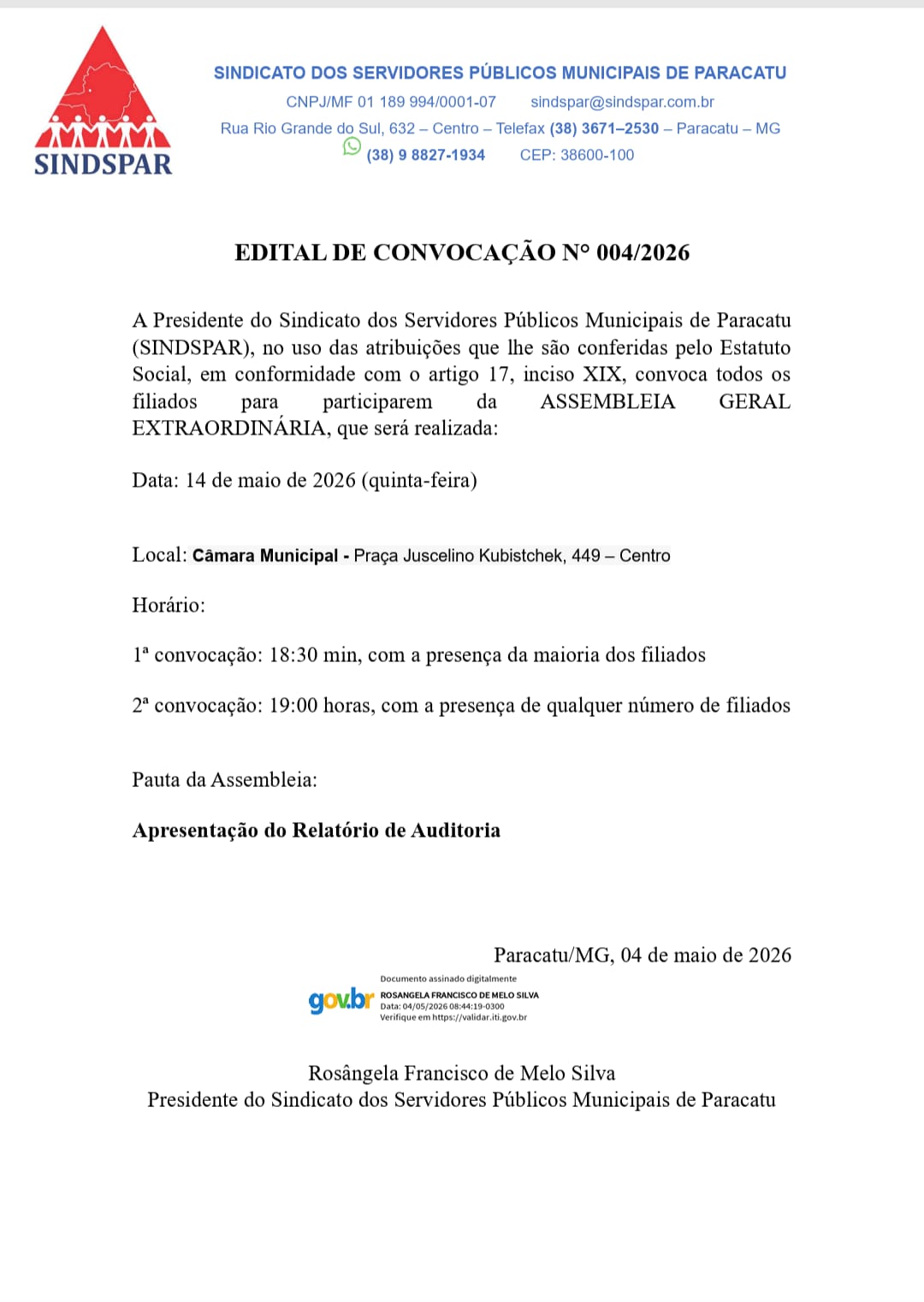 Prestação de contas 2025